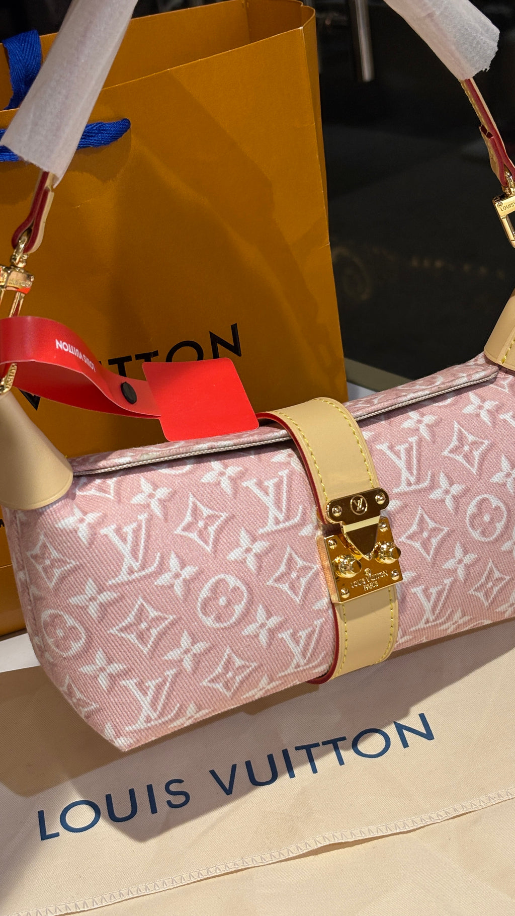Pastel Pink Patterned Buckle Shoulder Bag