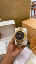 Black Round Dial Analog Multifunction Chrono Moonphase Men Watch - VE0K00425