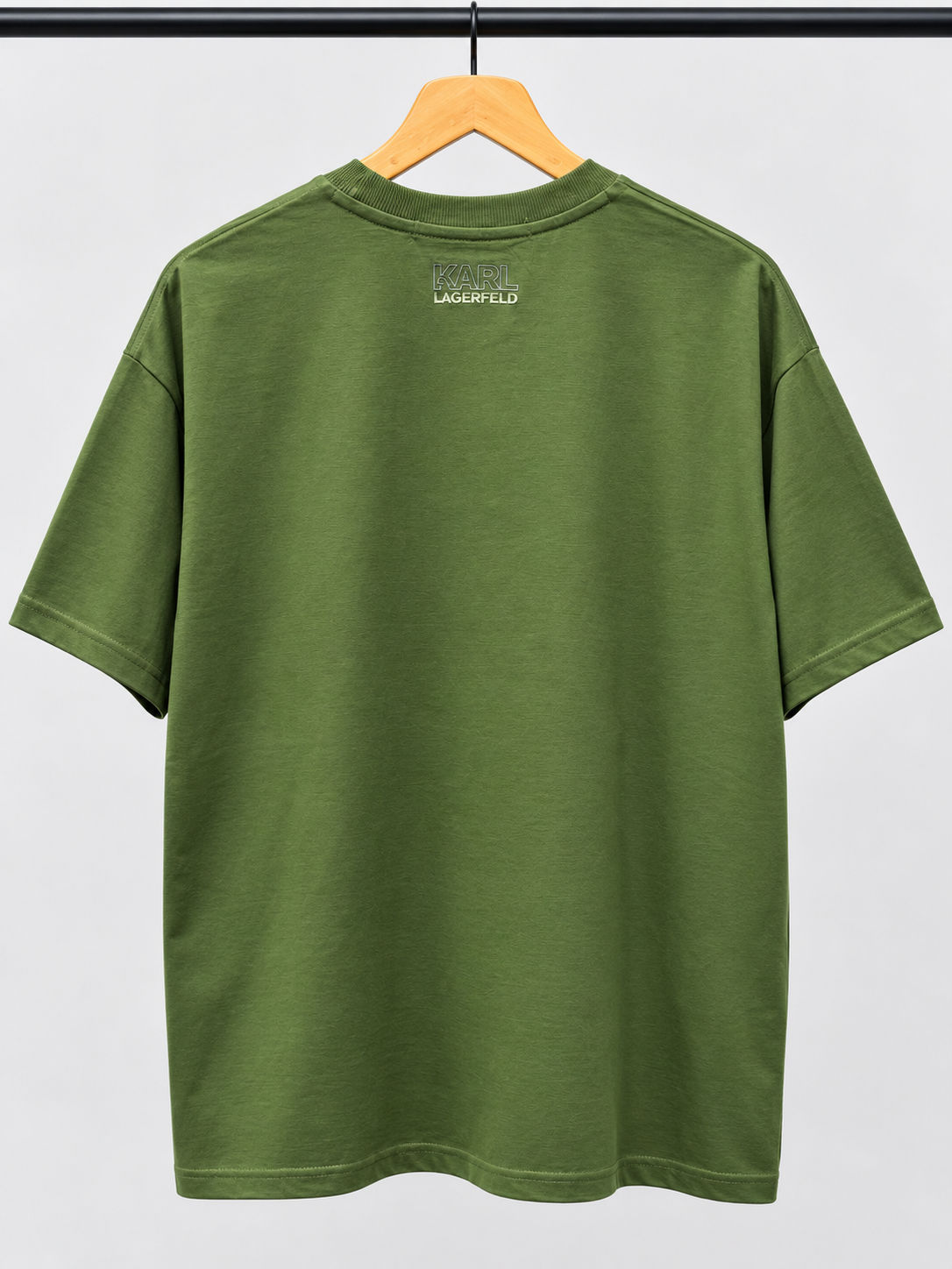 Olive Green Reflective Typography Graphic Crew Neck T-Shirt