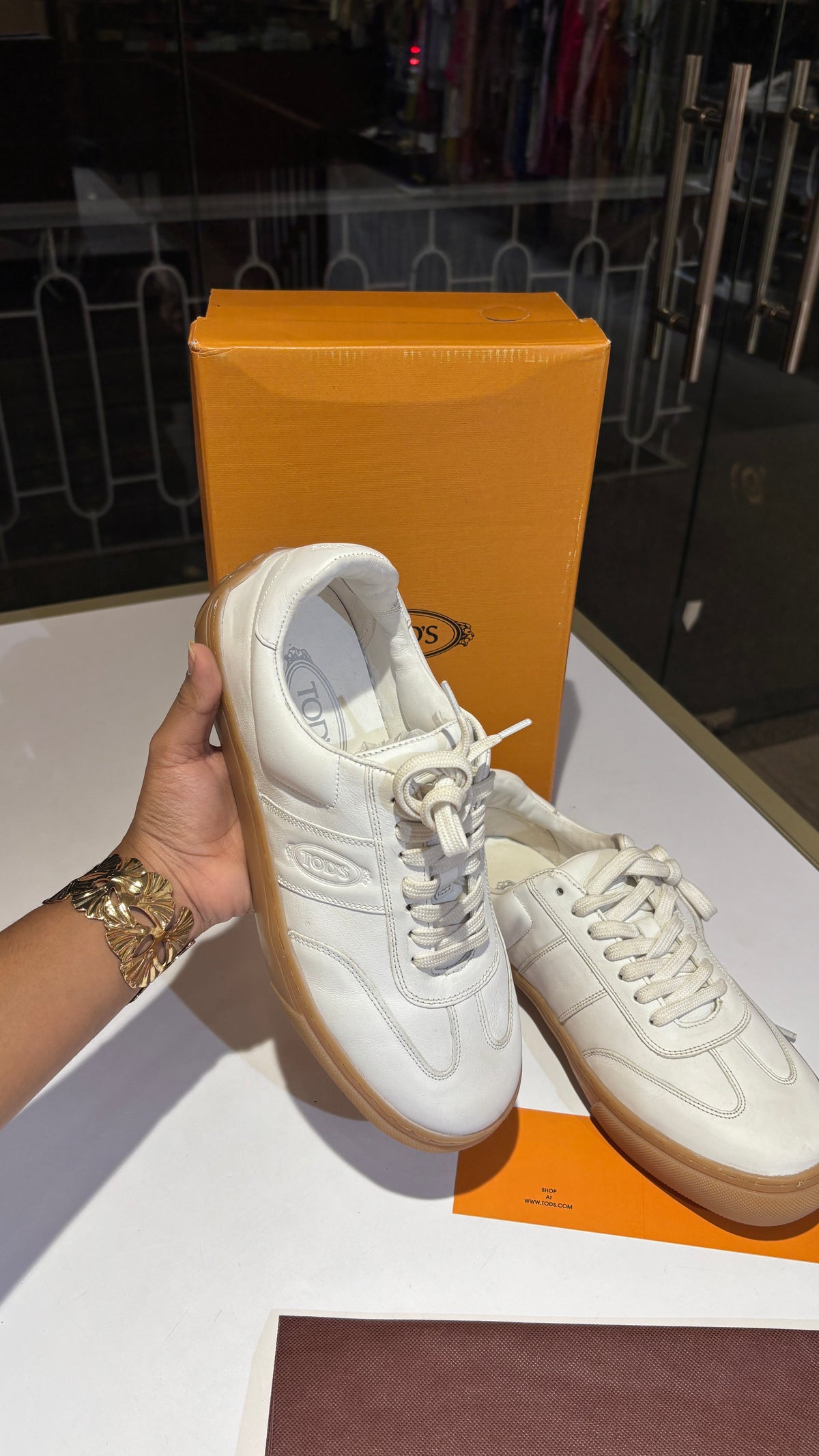 White Leather Low-Top Sneakers
