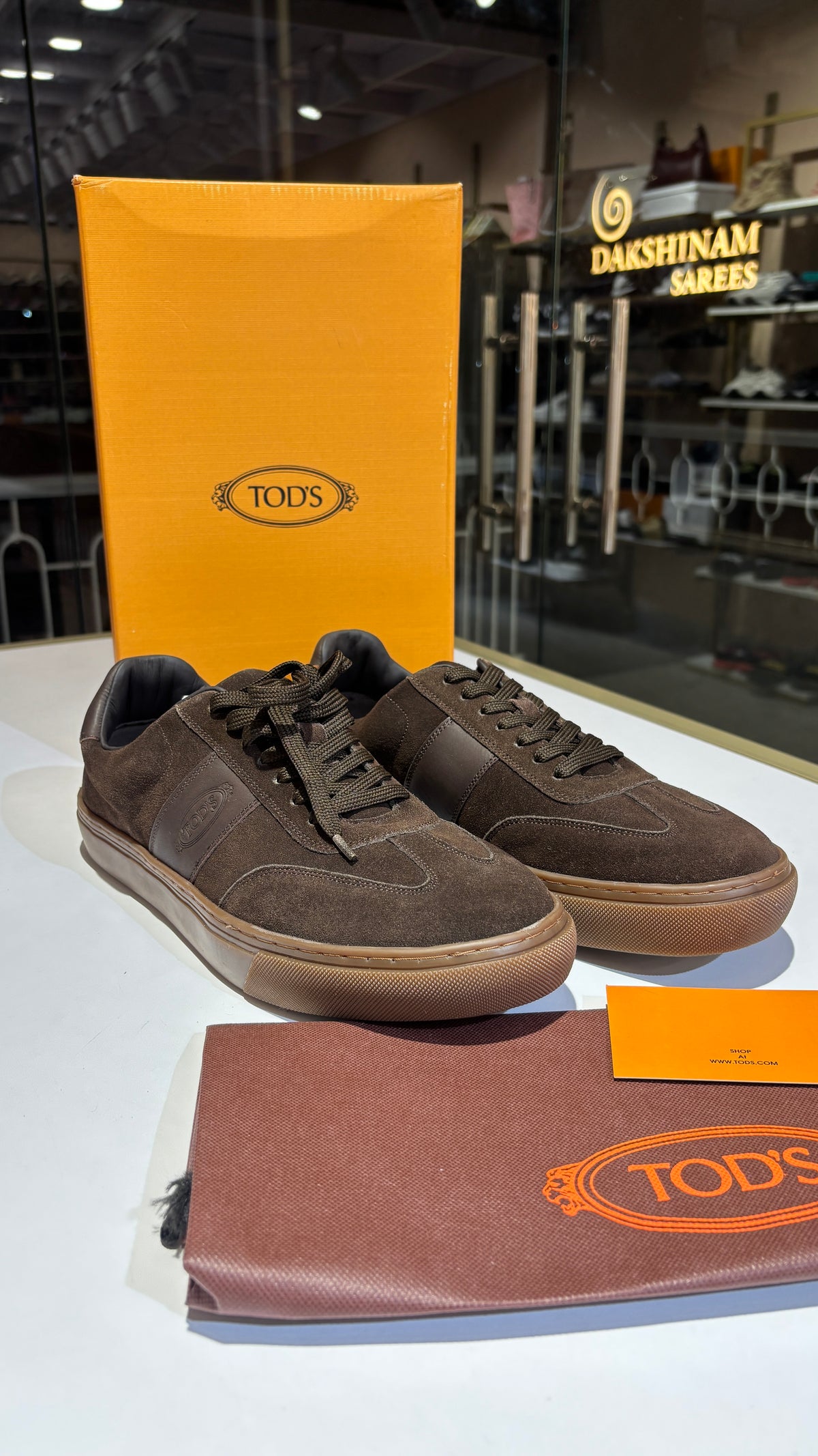 Dark Brown Suede Low-Top Sneakers