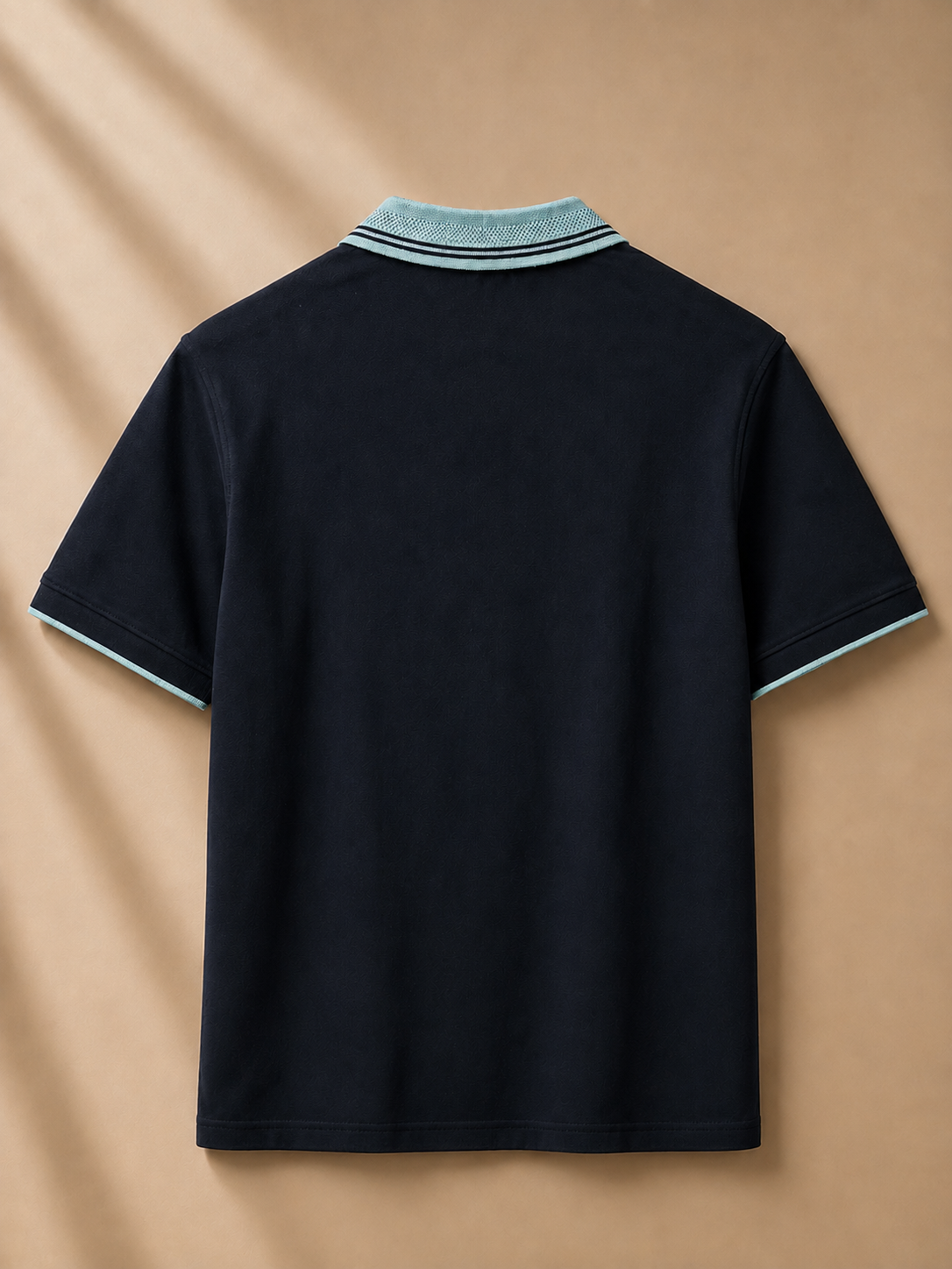 Navy Contrast-Tip Collar Polo T-Shirt