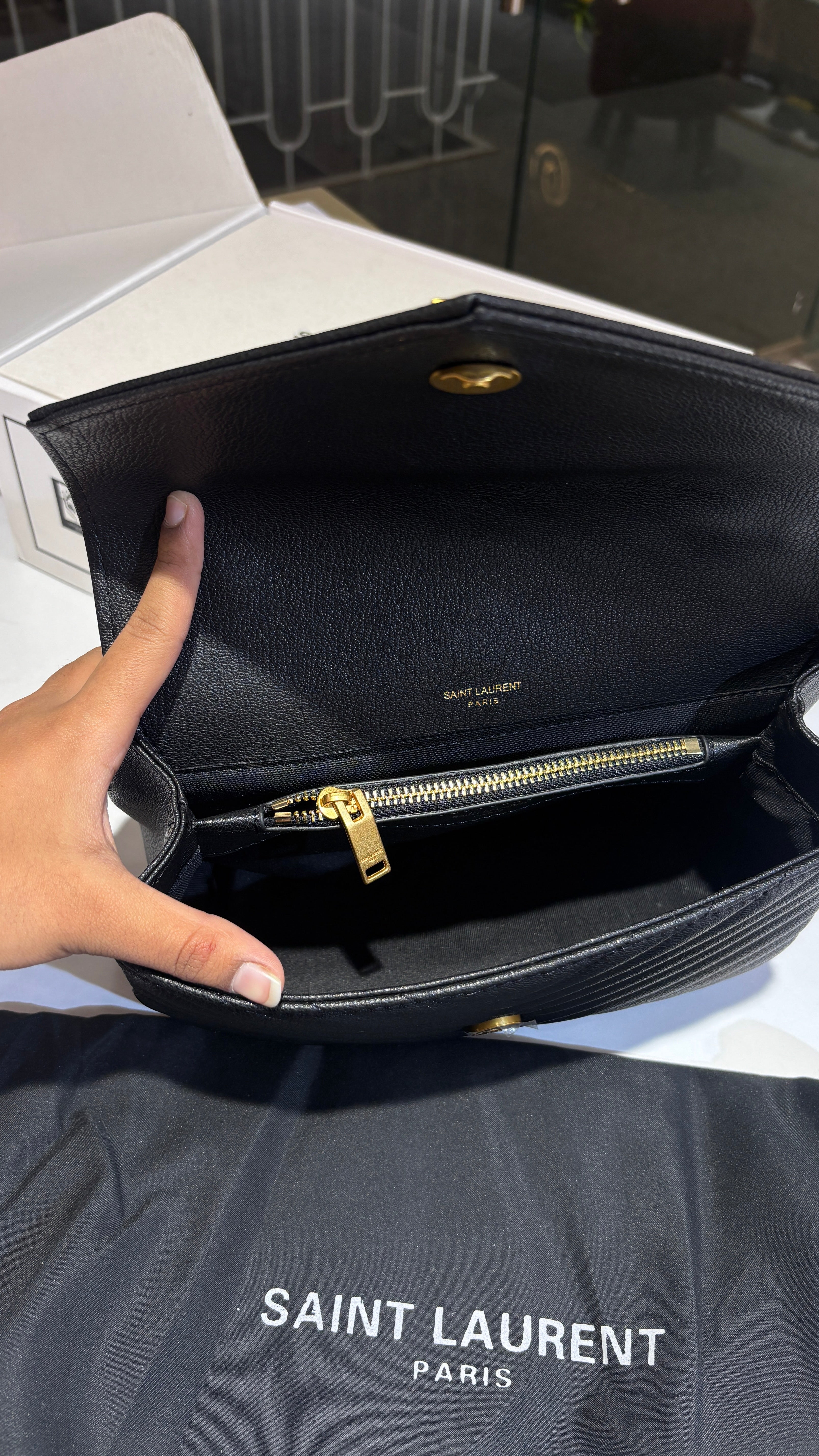 Gold Charm Accent Quilted Crossbody bag