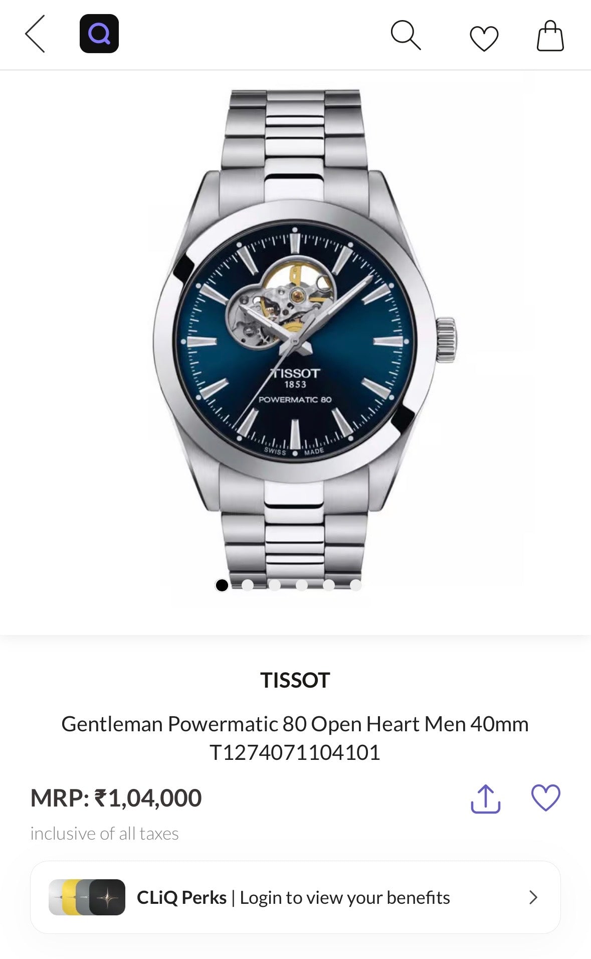 Gentleman Powermatic 80 Open Heart Men 40mm T1274071104101