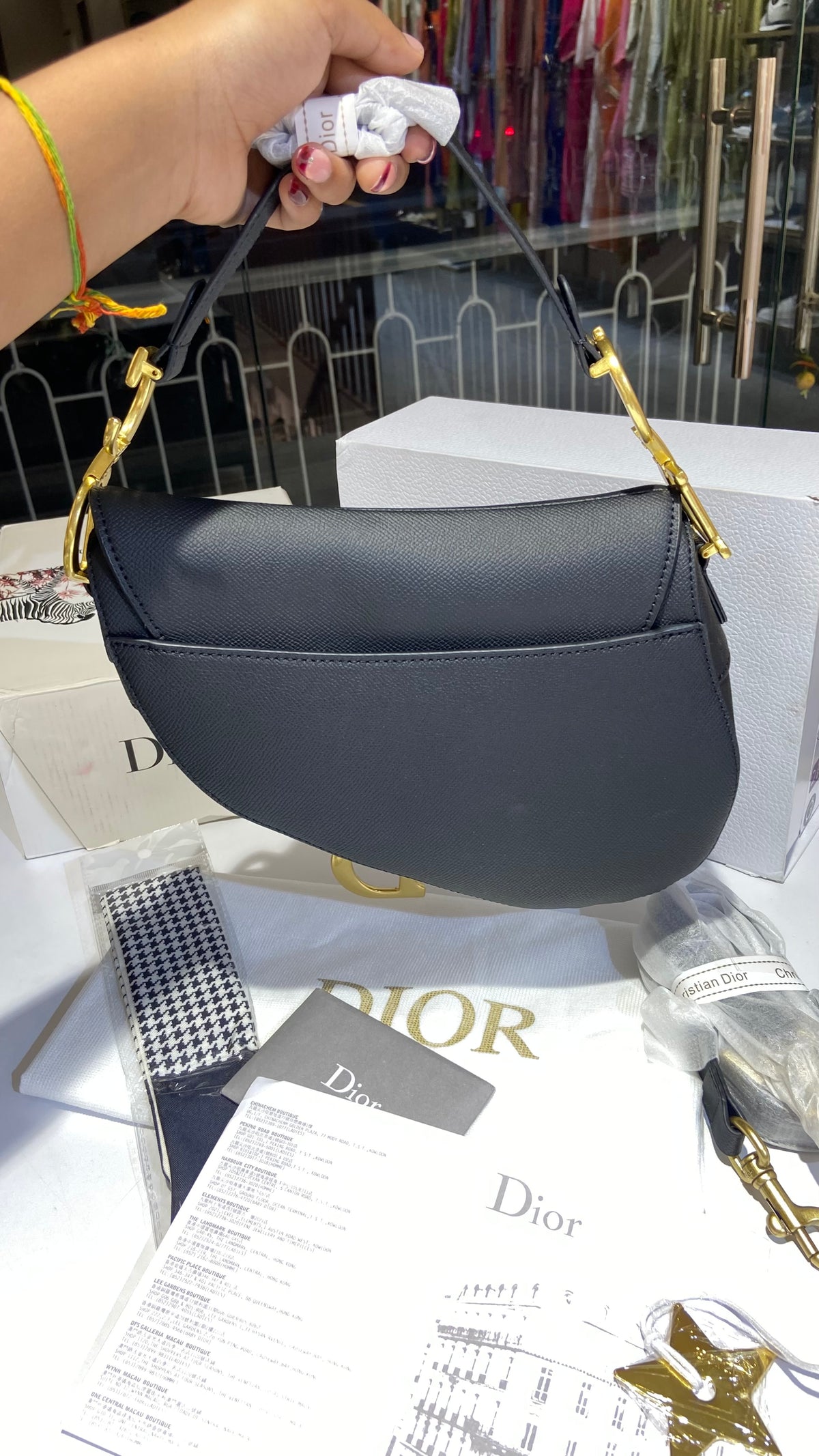 Classic black saddle shoulder bag