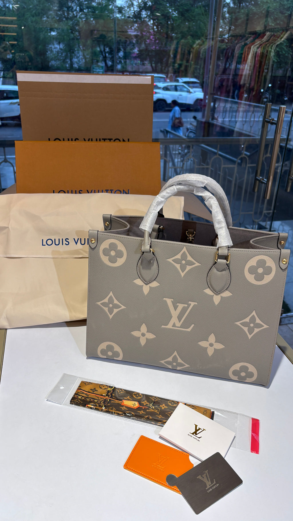 Monogrammed Leather Structured Tote Bag