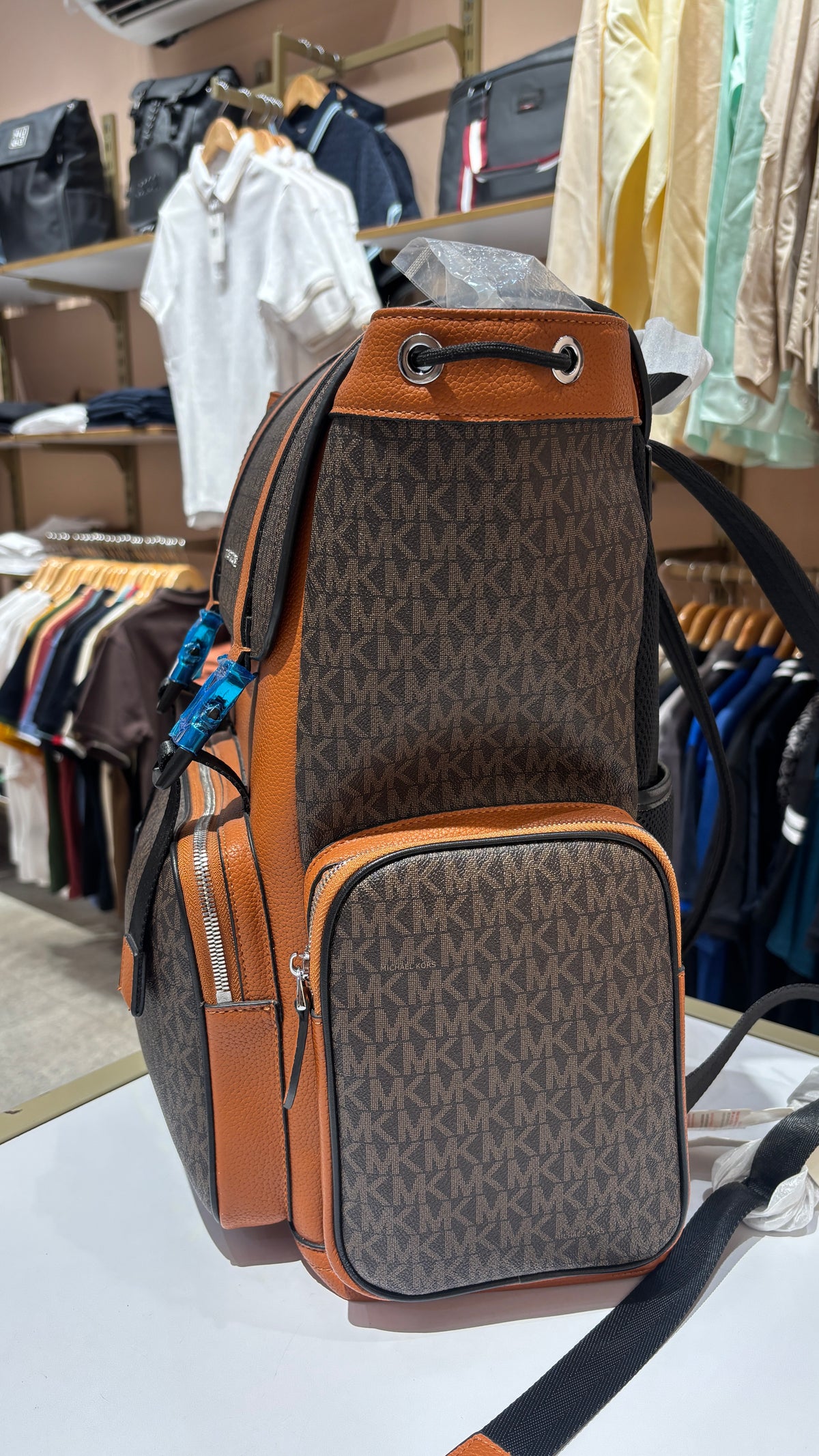 Signature monogram dual colour leather bag