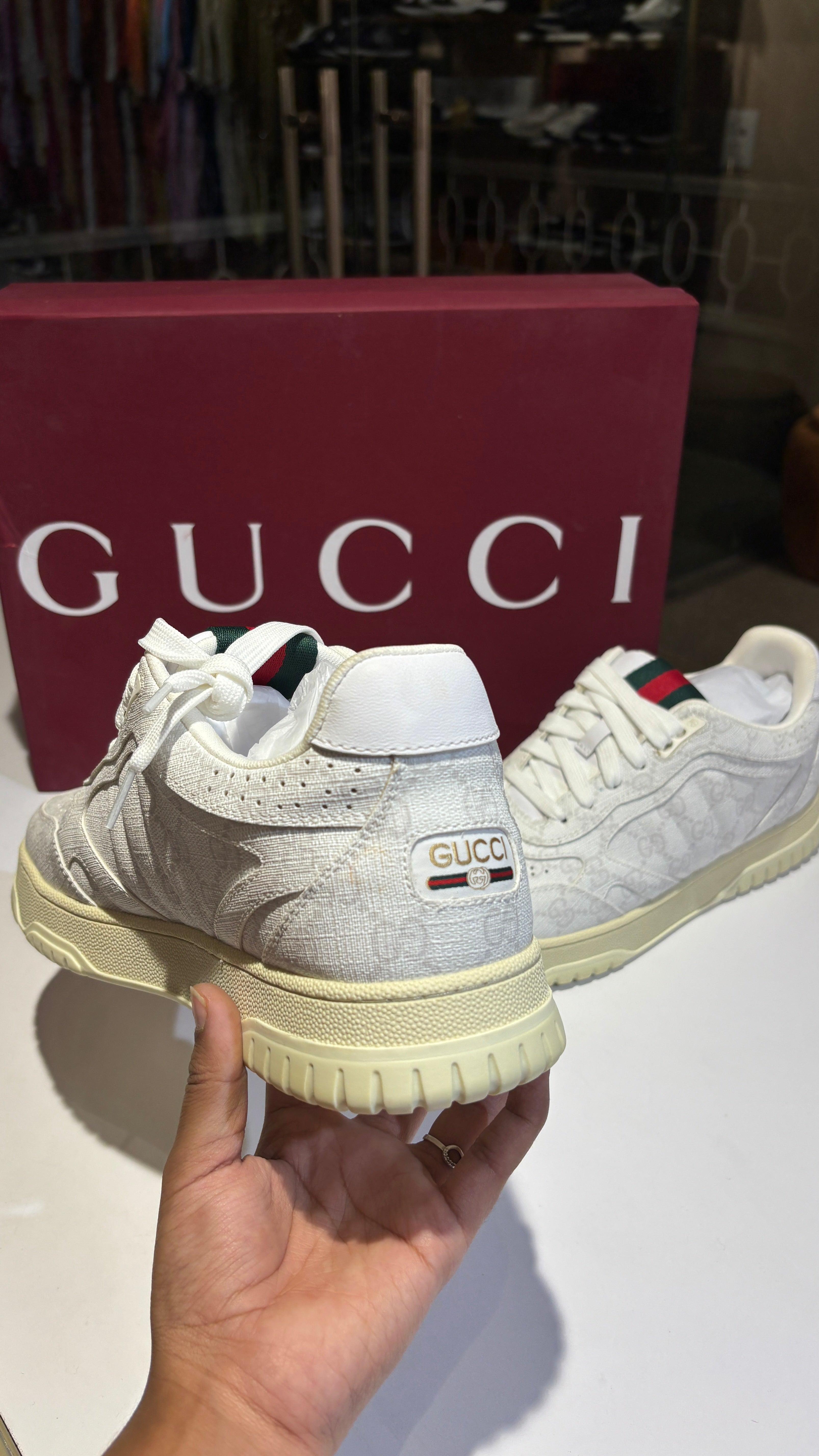 Signature Patterned White Monogram Sneakers