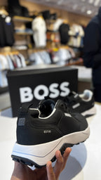 Black Monochromatic Low-Top Sneakers