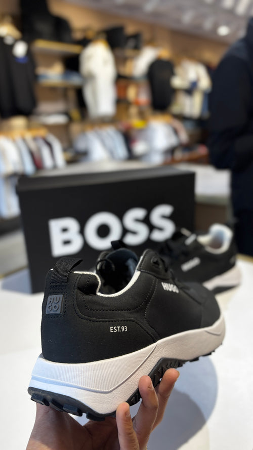 Black Monochromatic Low-Top Sneakers