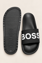 Classic Black Statement Strap Slides