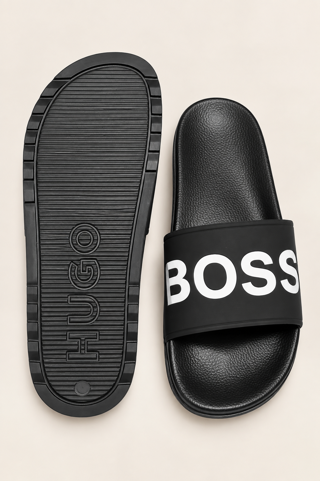 Classic Black Statement Strap Slides