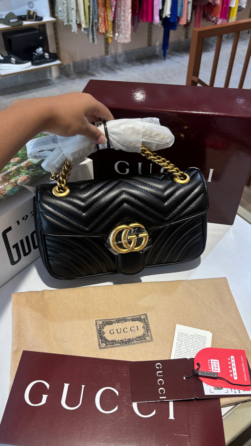 Iconic Black Quilted Medium Chain Bag