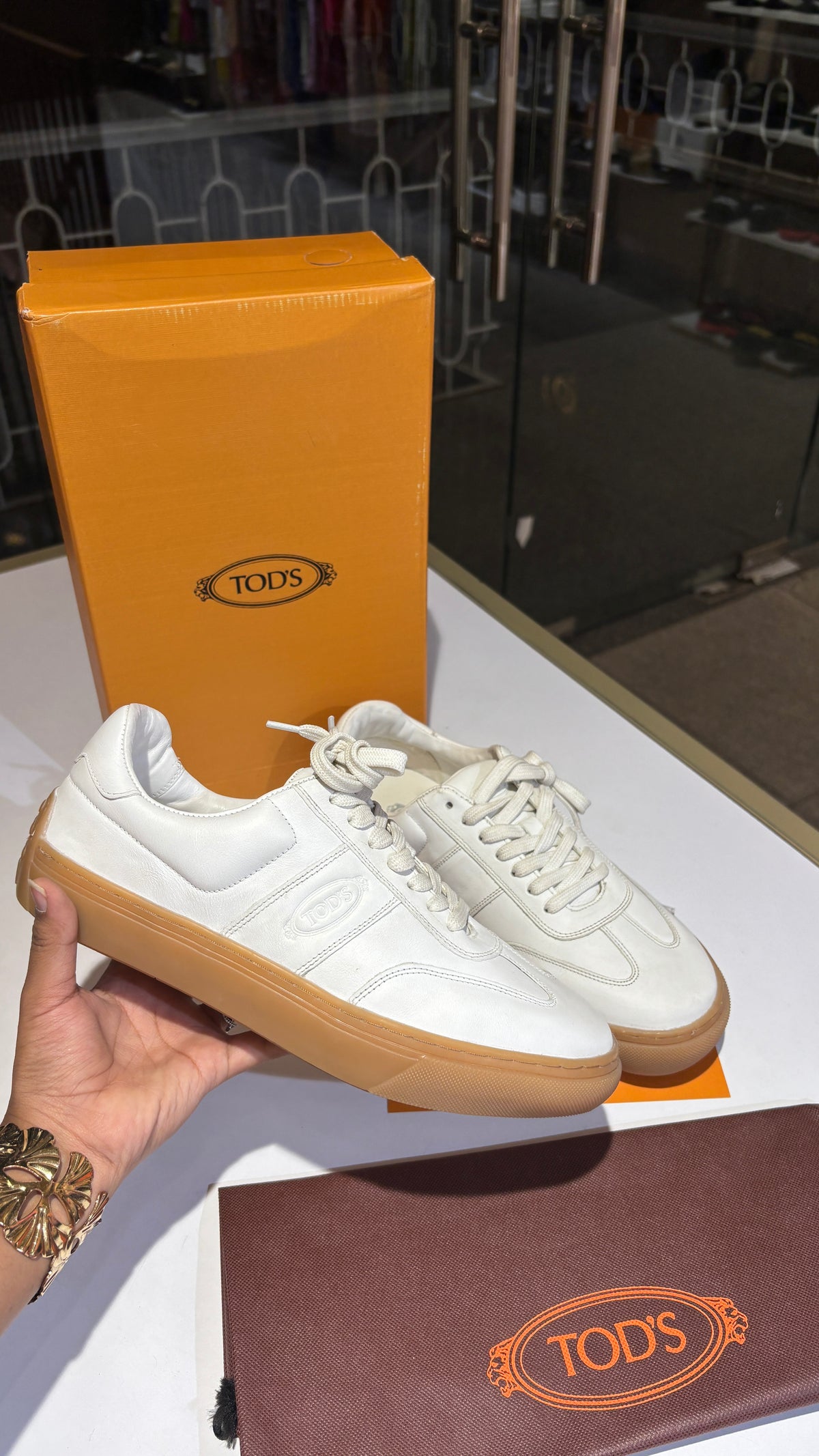 White Leather Low-Top Sneakers