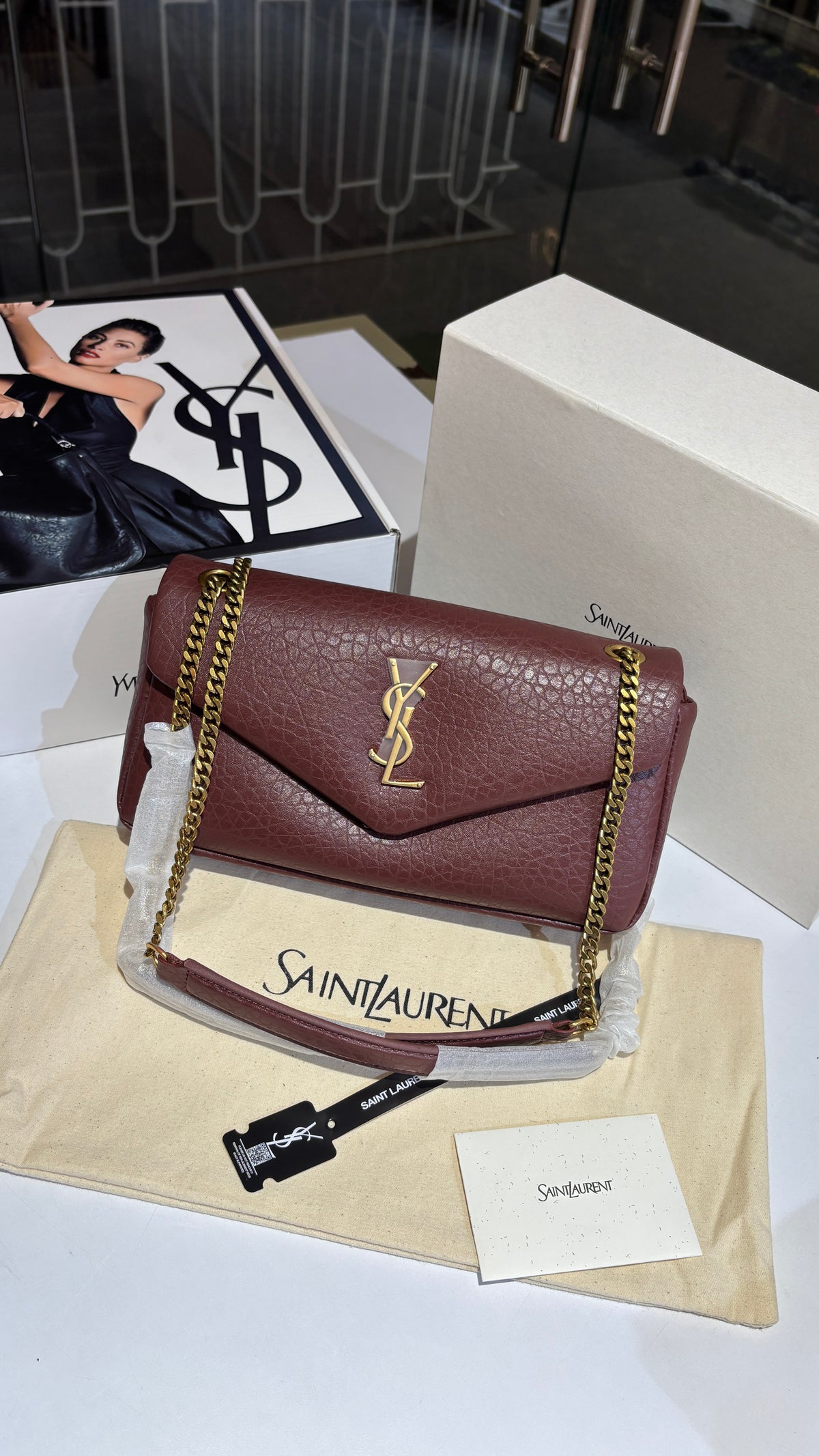 Burgundy Textured Quilted Shoulder Sling Bag