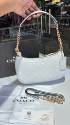 White Signature Monogram shoulder bag