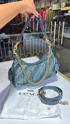 Quilted Denim Chain Shoulder Bag