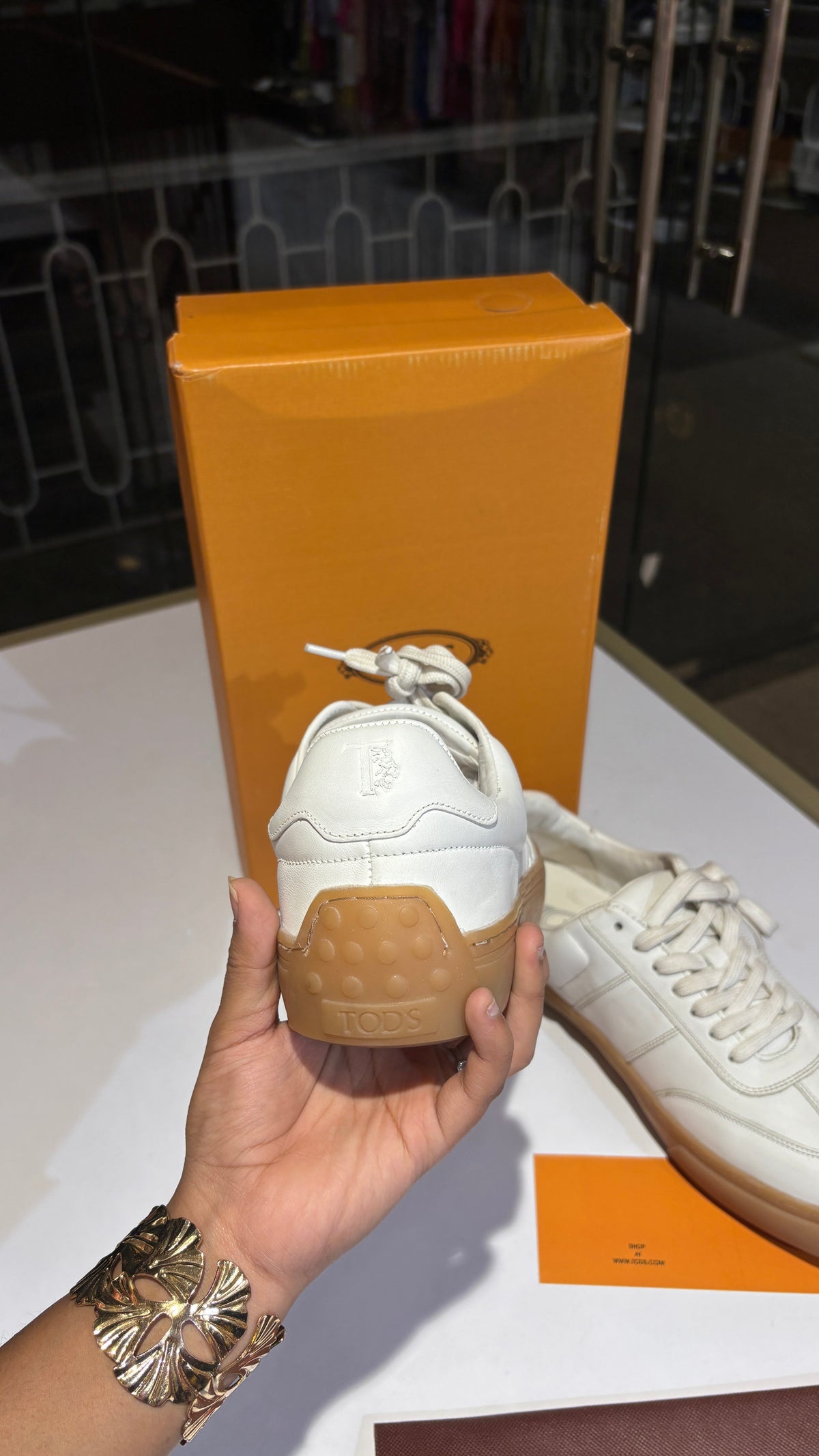 White Leather Low-Top Sneakers