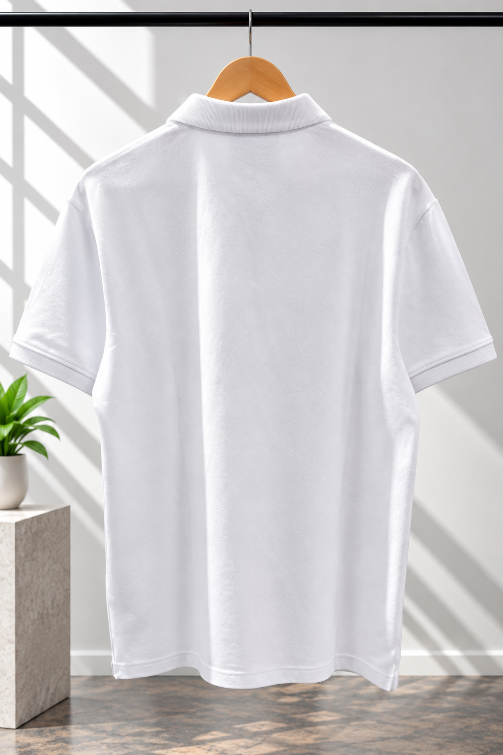 White Striped-Panel Polo T-Shirt with Signature Band Detail