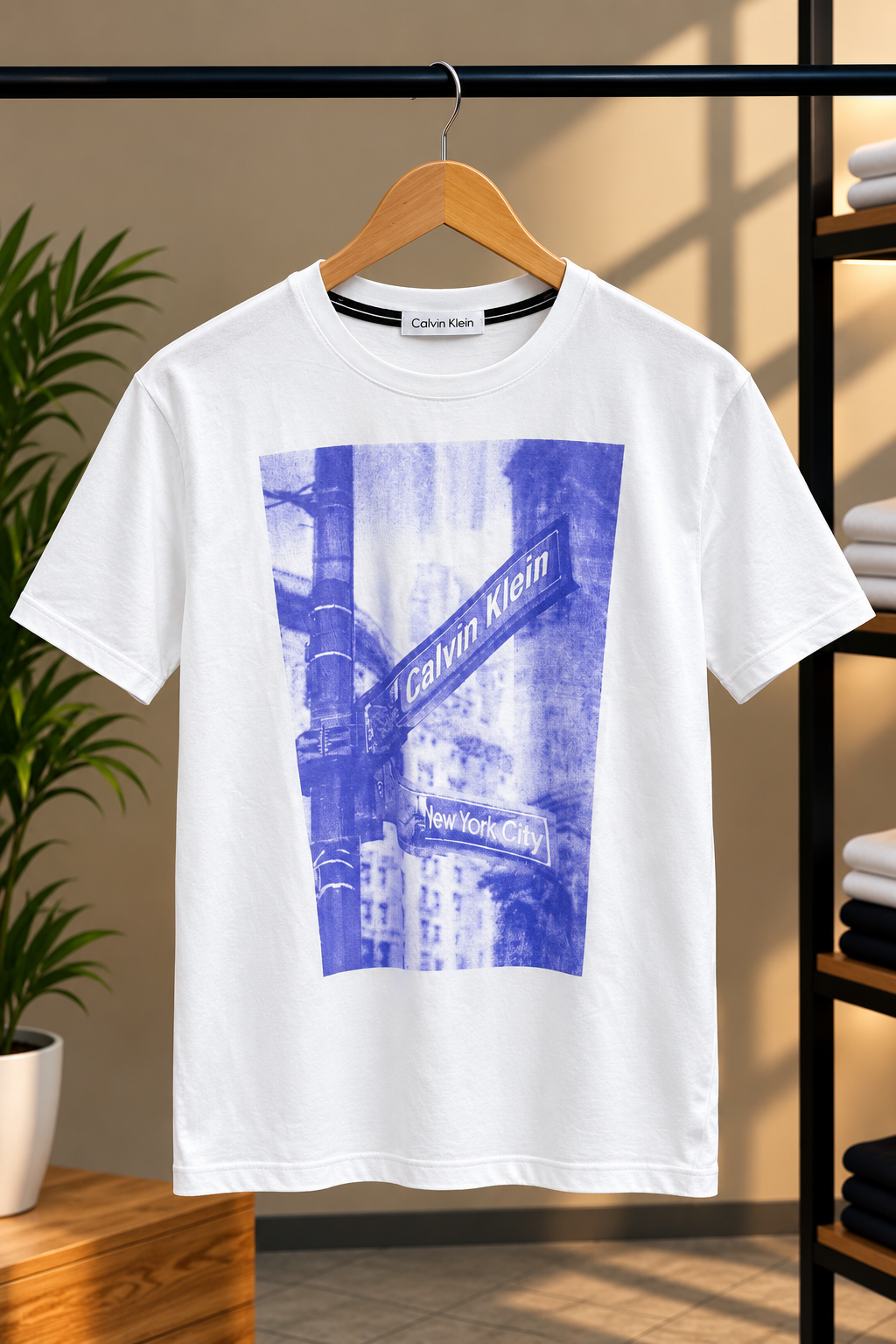 Men’s White Graphic Print Crew Neck T-Shirt