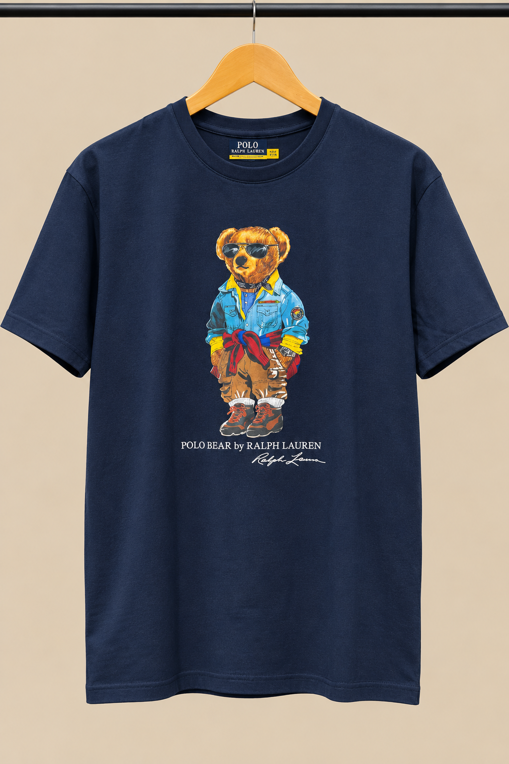 Navy Blue T-Shirt with Bear Graphic Print