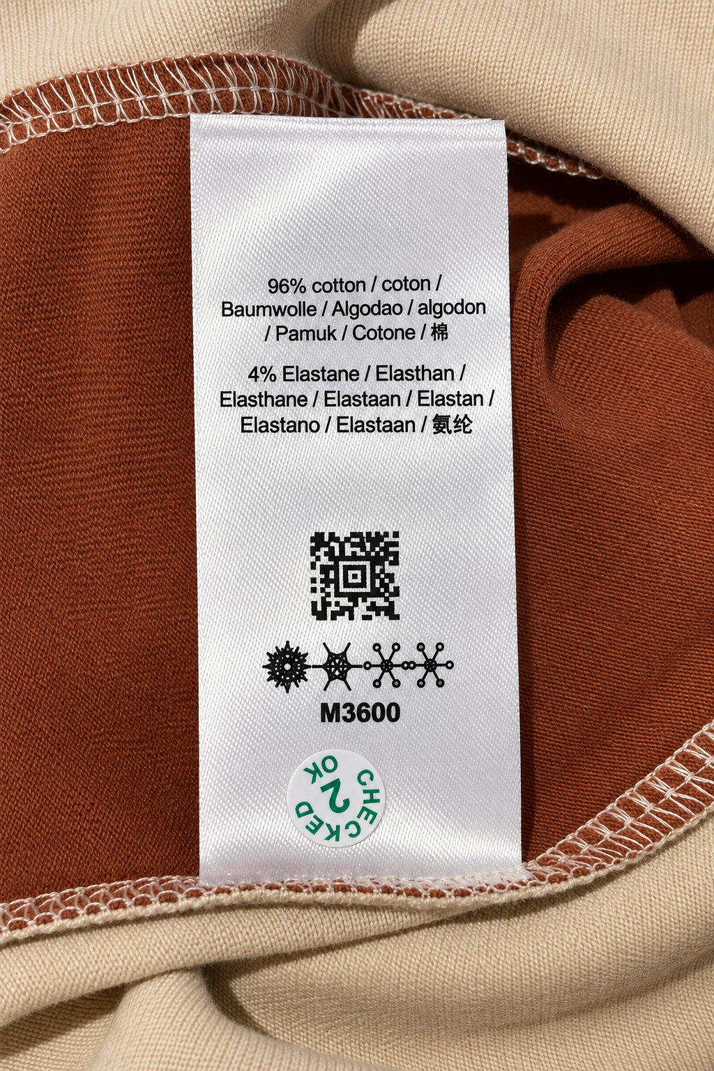 Cream & Rust Color-Block Contrast Panel Polo T-Shirt