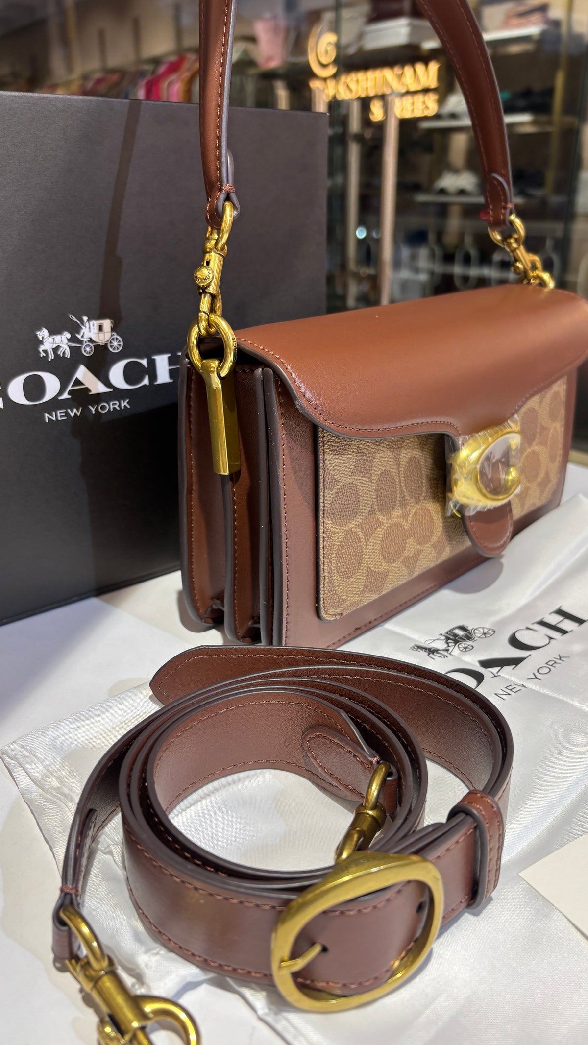 Signature monogram chocolate brown shoulder bag