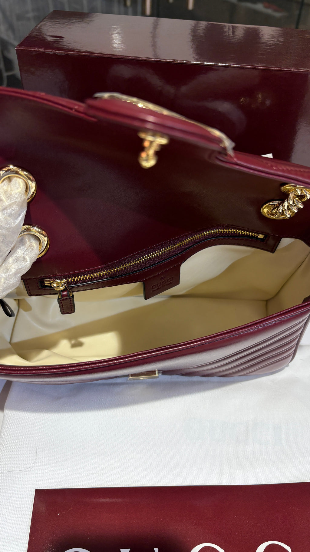 Quilted Maroon Leather Shoulder Bag