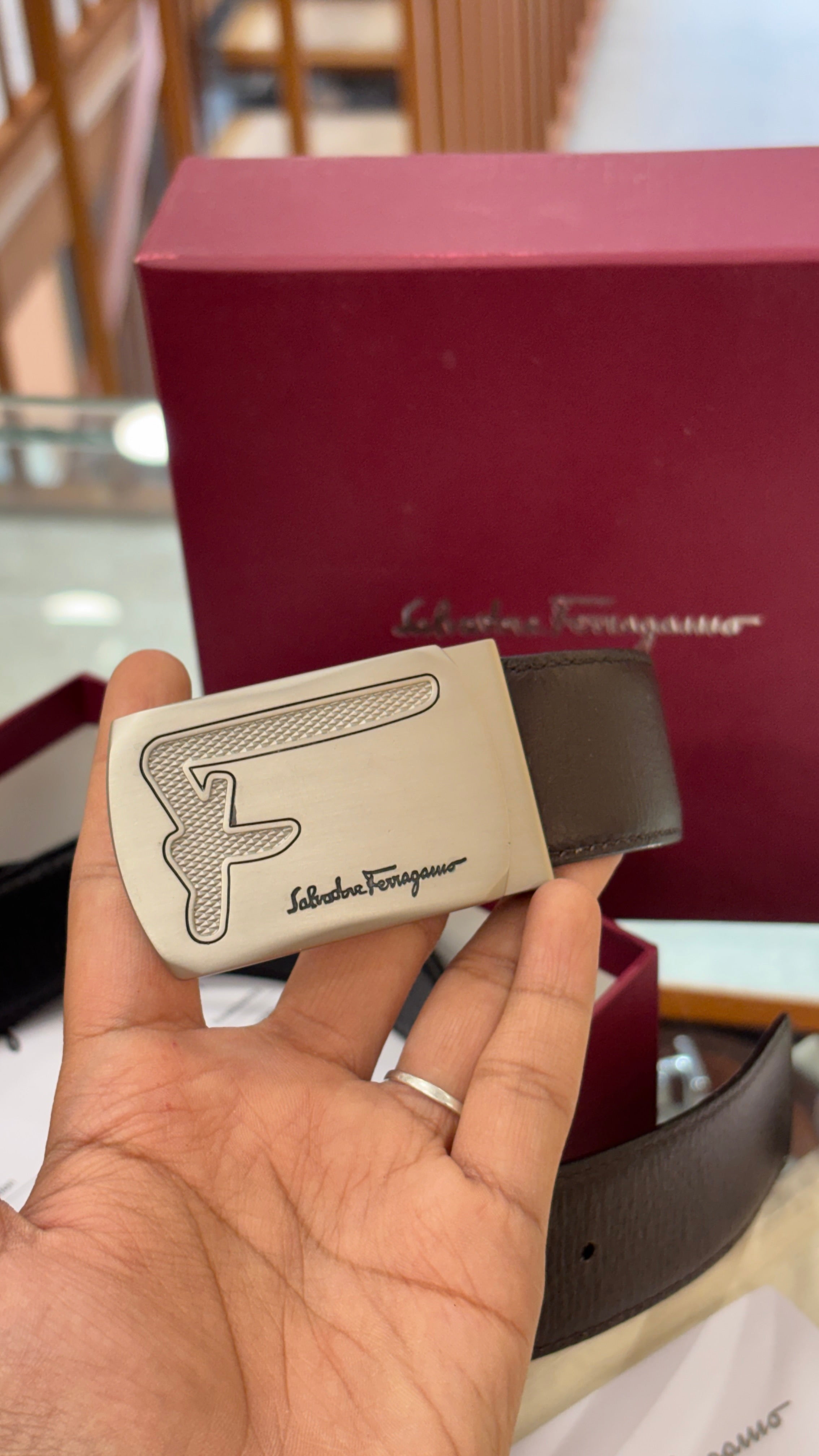 SF plain leather belt