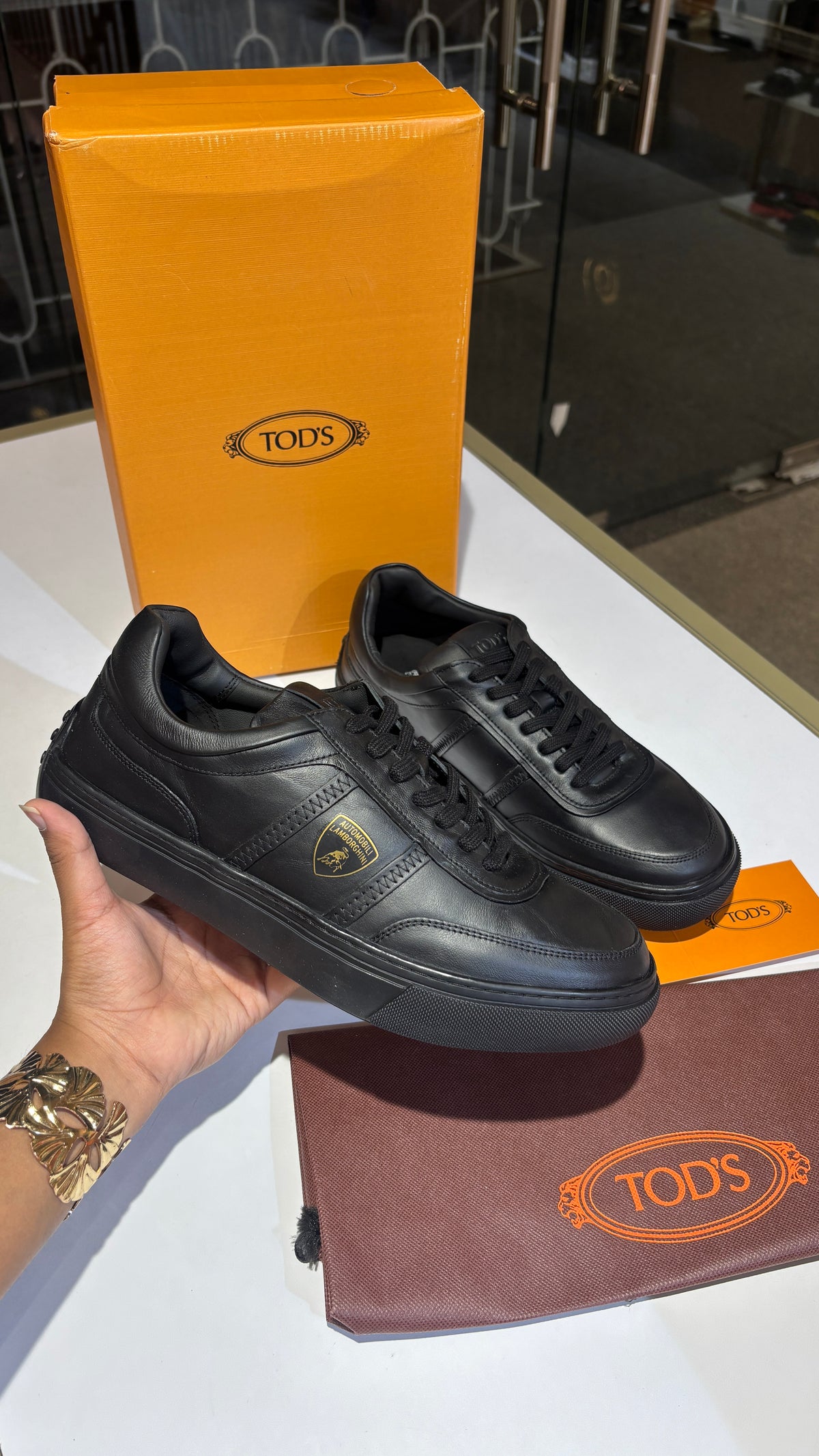 Black Leather Low-Top Sneakers