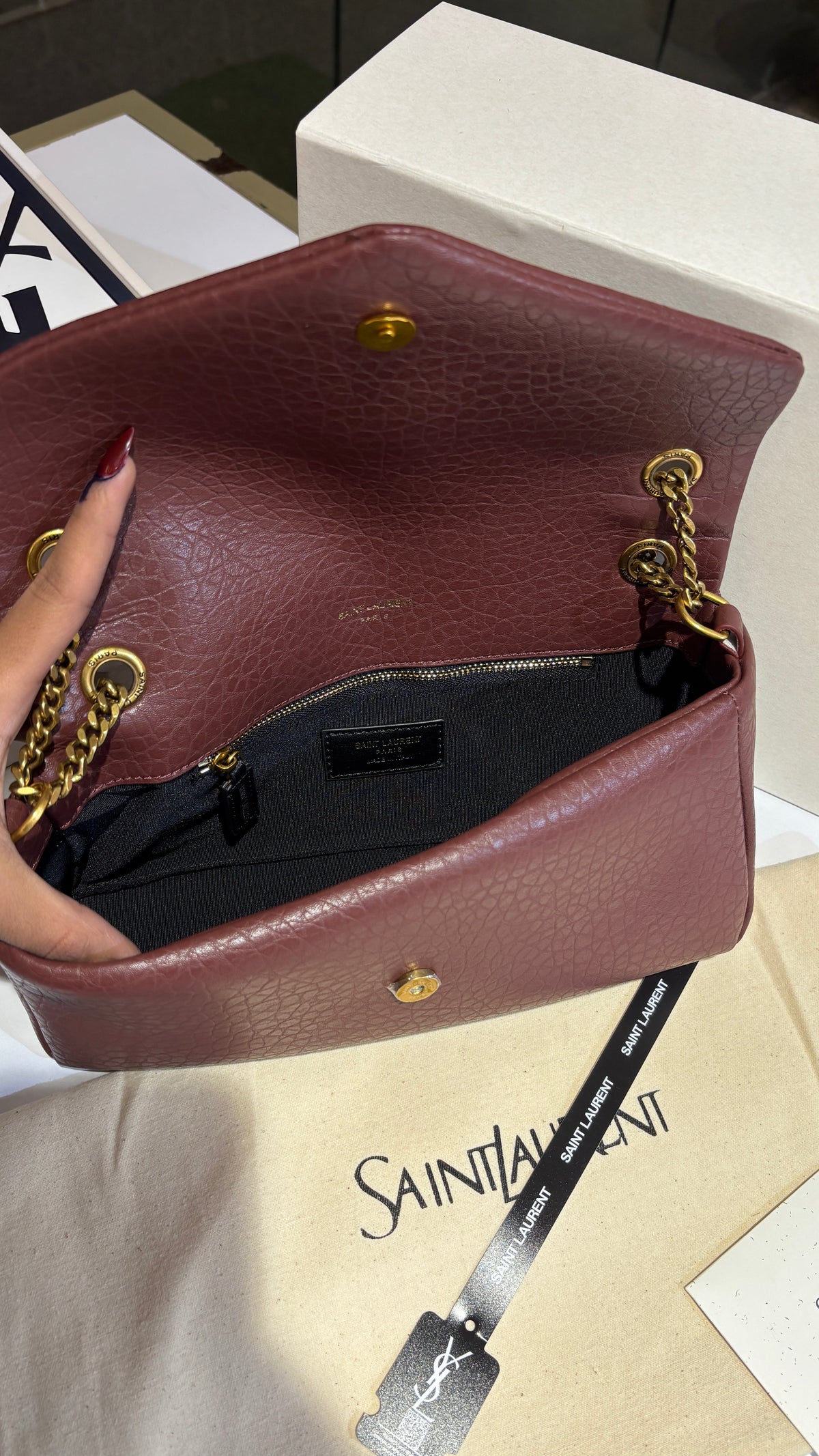Burgundy Textured Quilted Shoulder Sling Bag
