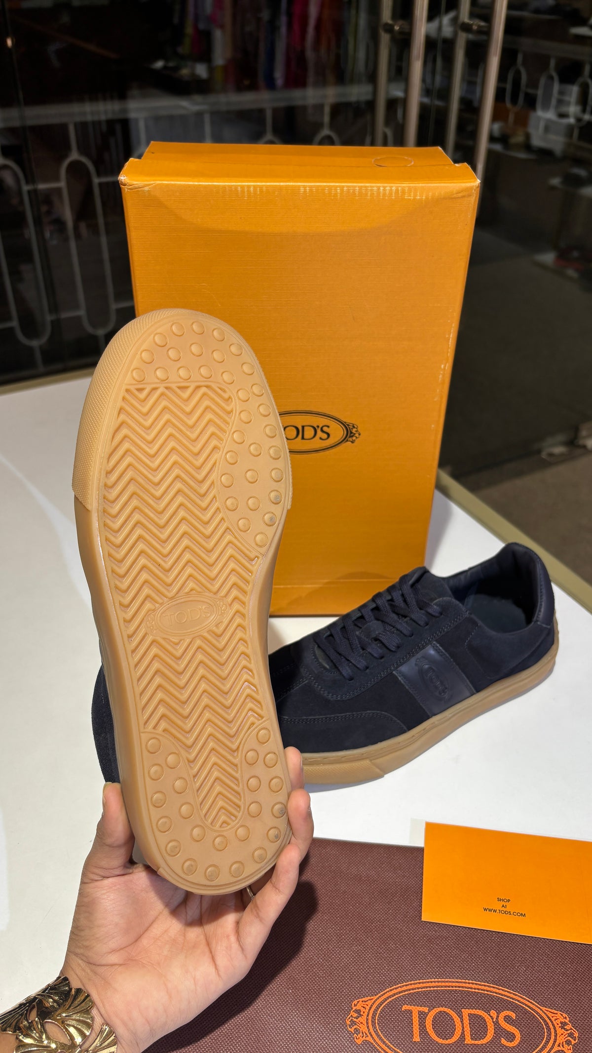 Navy Suede Low-Top Sneakers