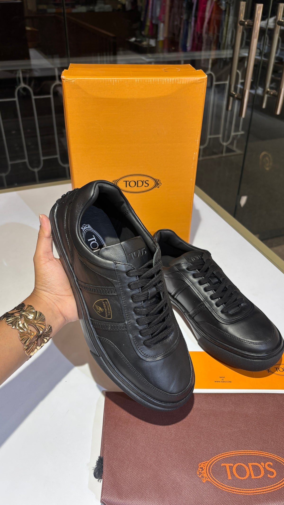 Black Leather Low-Top Sneakers