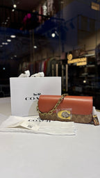 Two-Tone Monogram Shoulder Bag with Gold Chain and crossbody strap