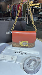 Structured Dual Tone Chain Shoulder Bag