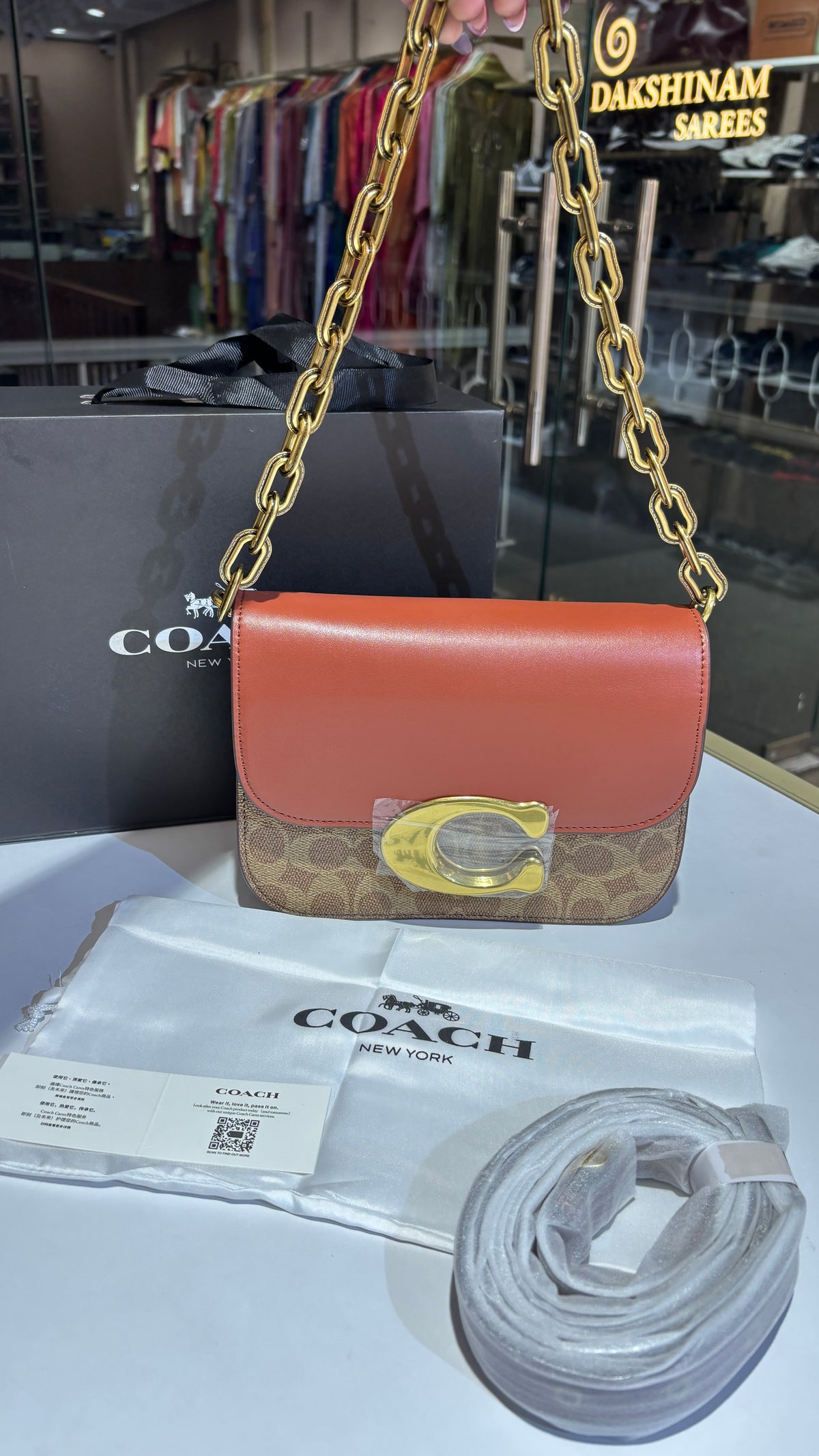 Structured Dual Tone Chain Shoulder Bag