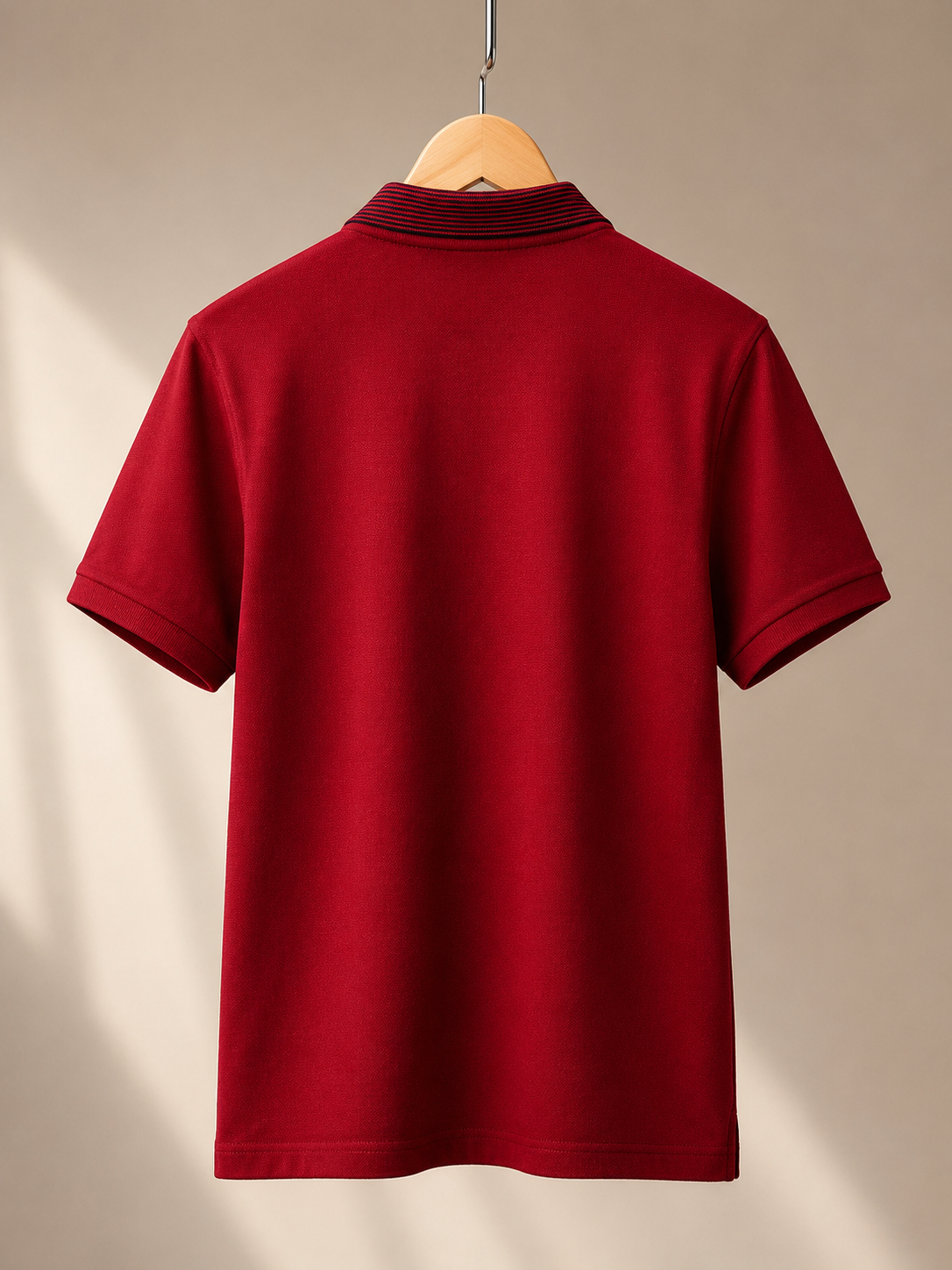 Premium Red Contrast-Collar Polo T-Shirt