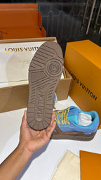 Dual-Tone Blue & Mocha Low-Top Suede Sneakers
