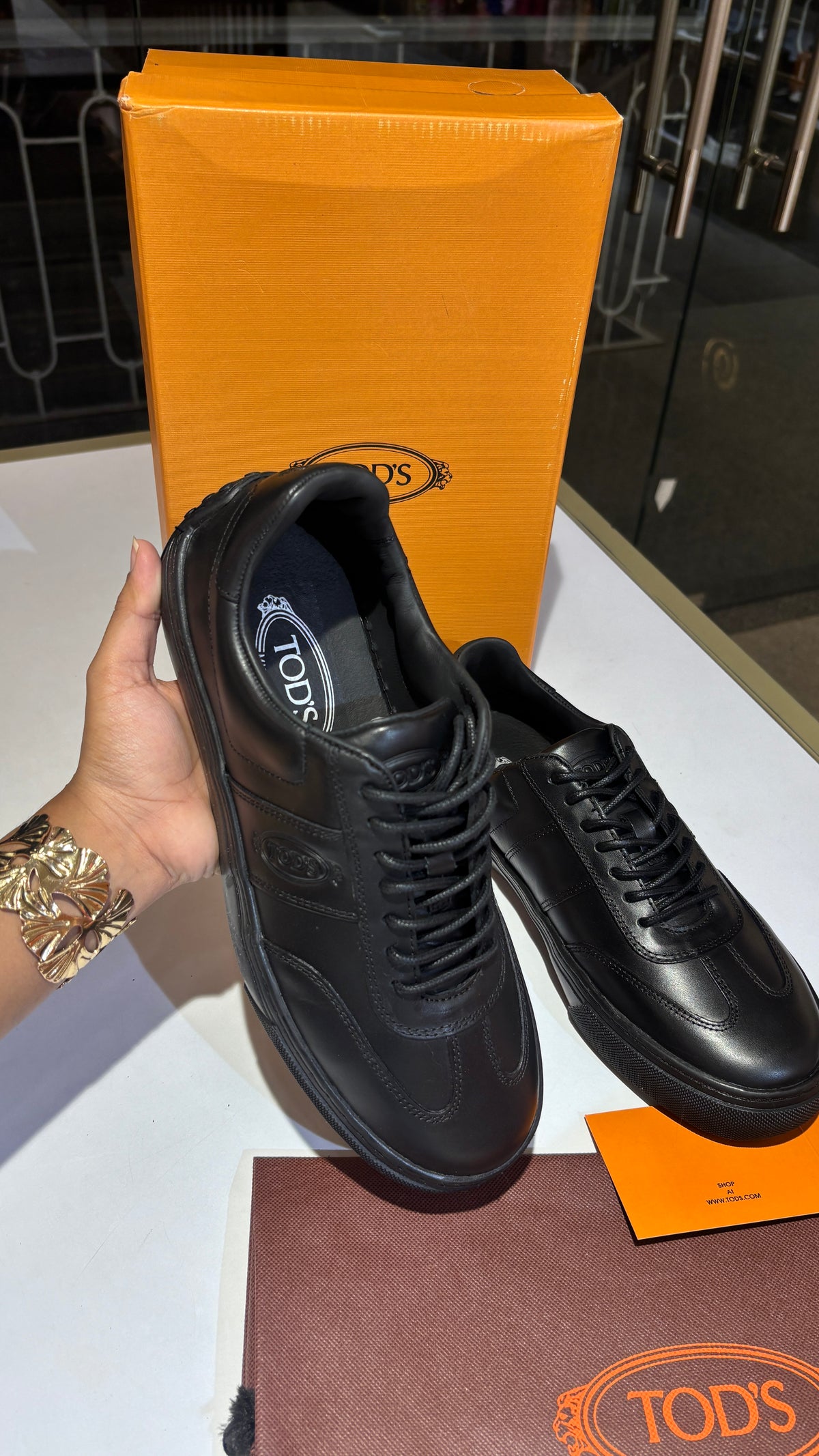 Black Leather Low-Top Sneakers
