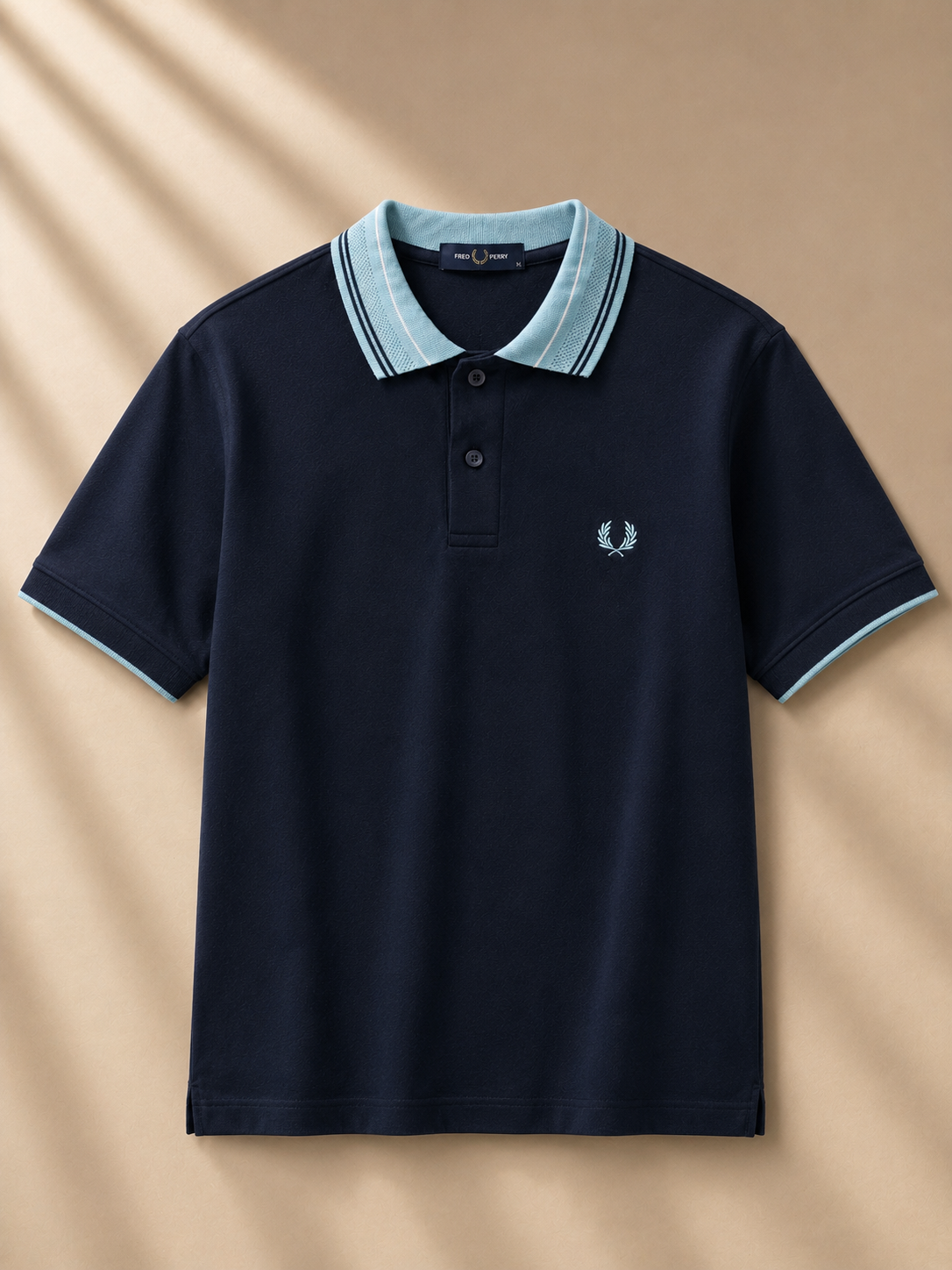Navy Contrast-Tip Collar Polo T-Shirt
