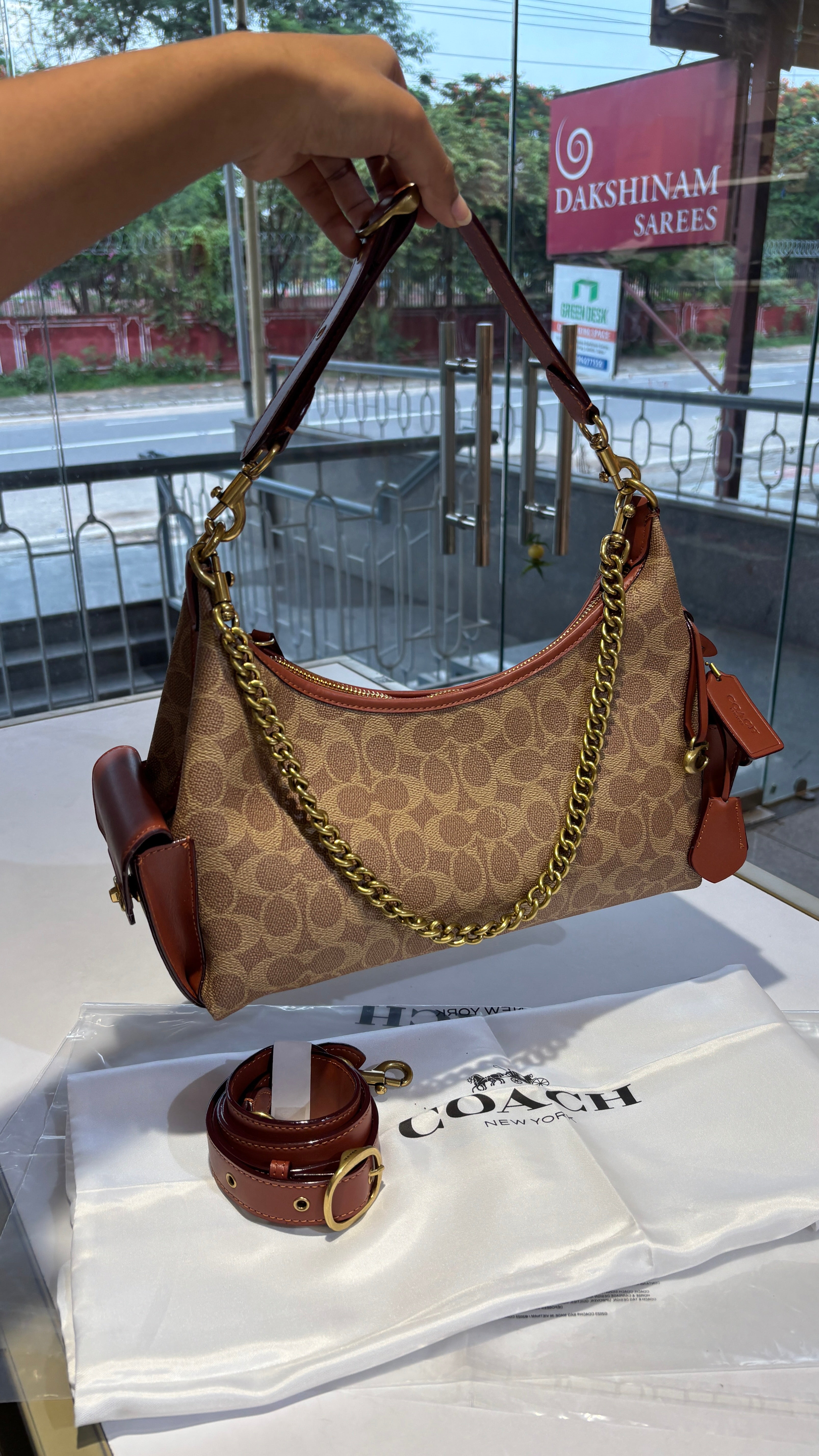 Signature monogram versatile bag with 3 slings