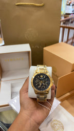 Black Round Dial Analog Multifunction Chrono Moonphase Men Watch - VE0K00425