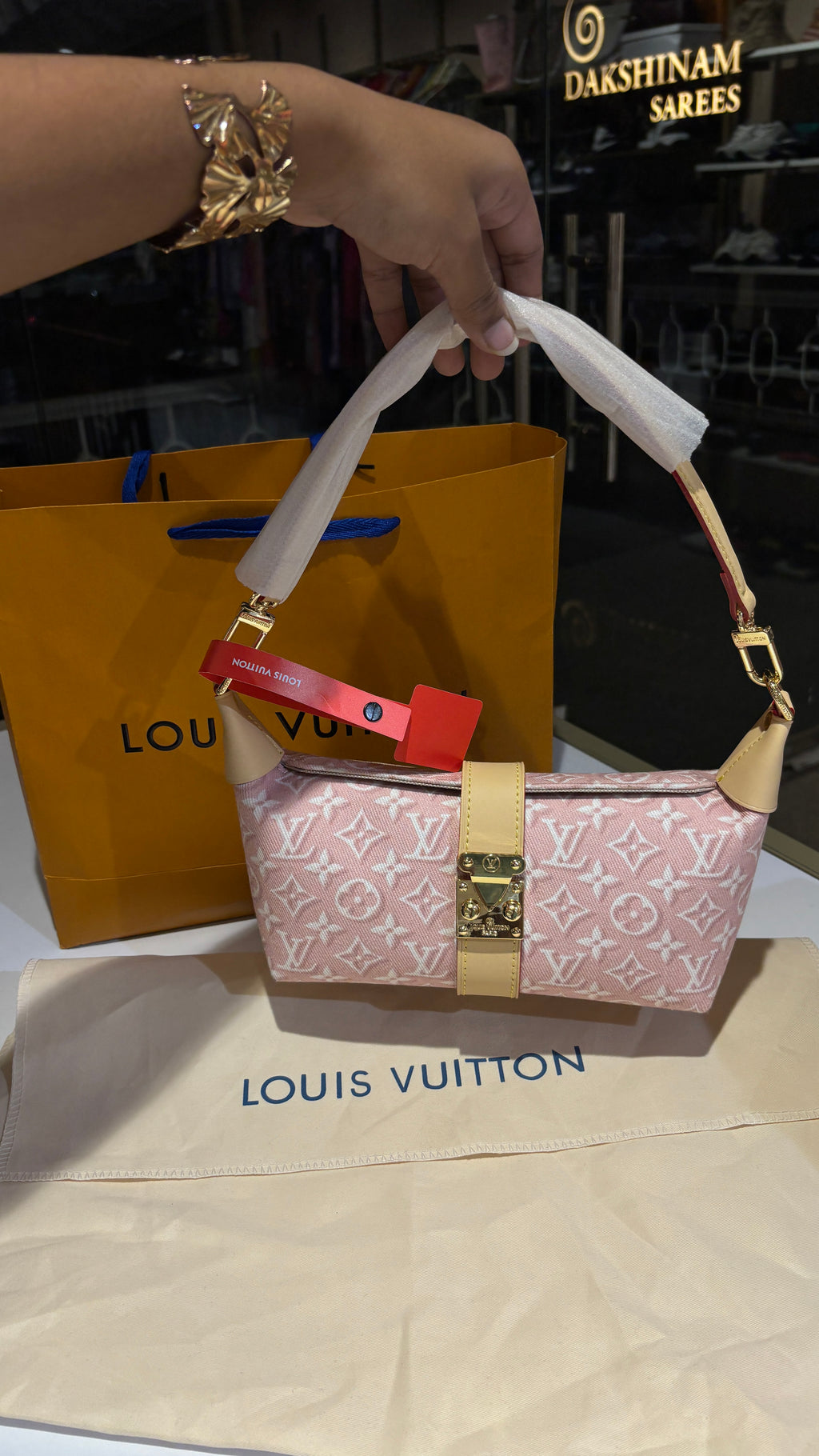 Pastel Pink Patterned Buckle Shoulder Bag