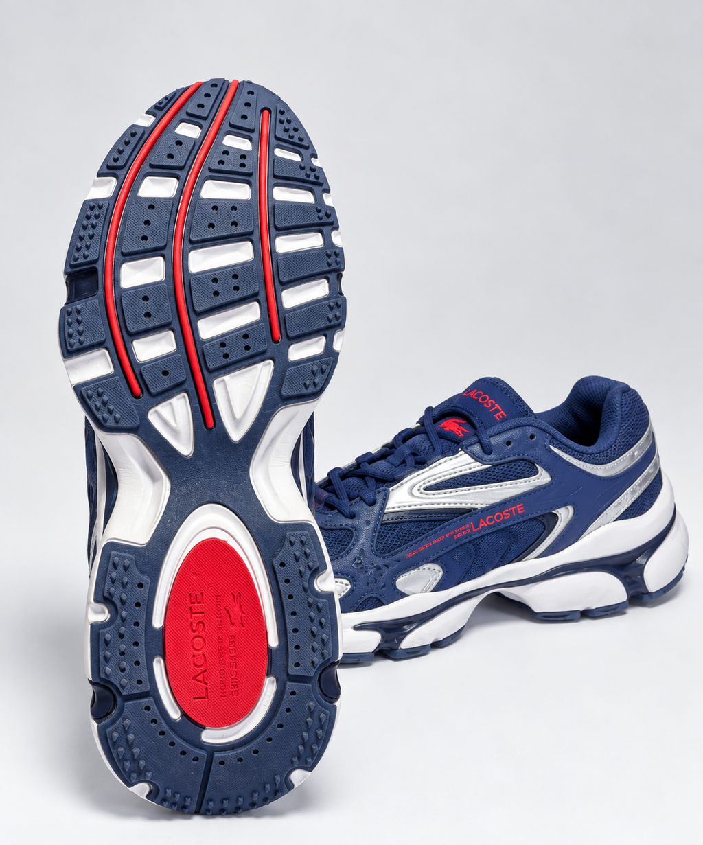 Navy Blue & White Retro Runner Sneakers