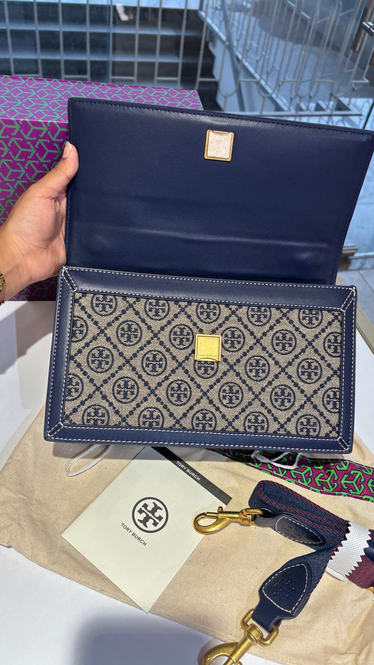 Blue Signature monogram canvas crossbody bag