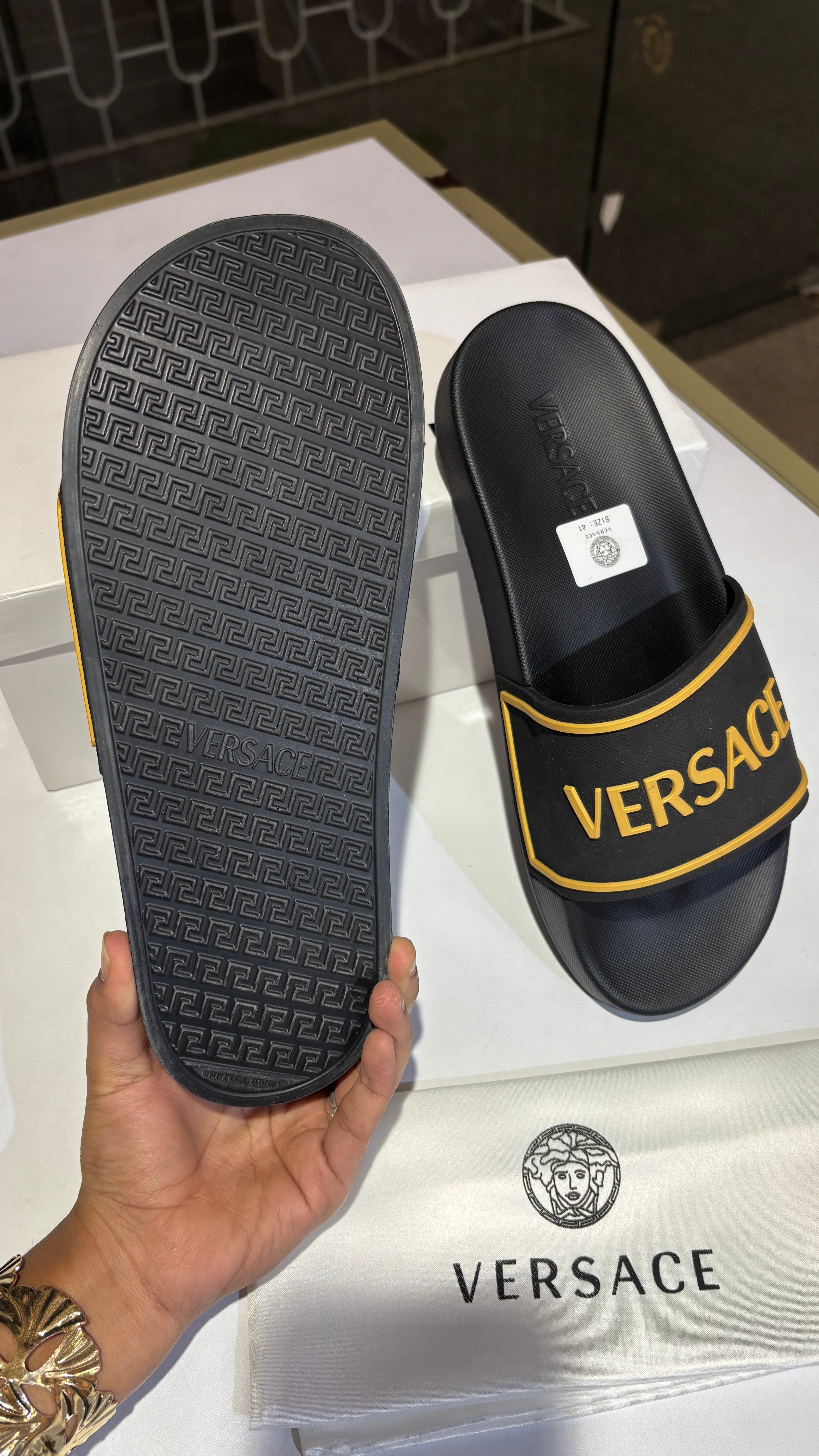 Matte Black Embossed Slides