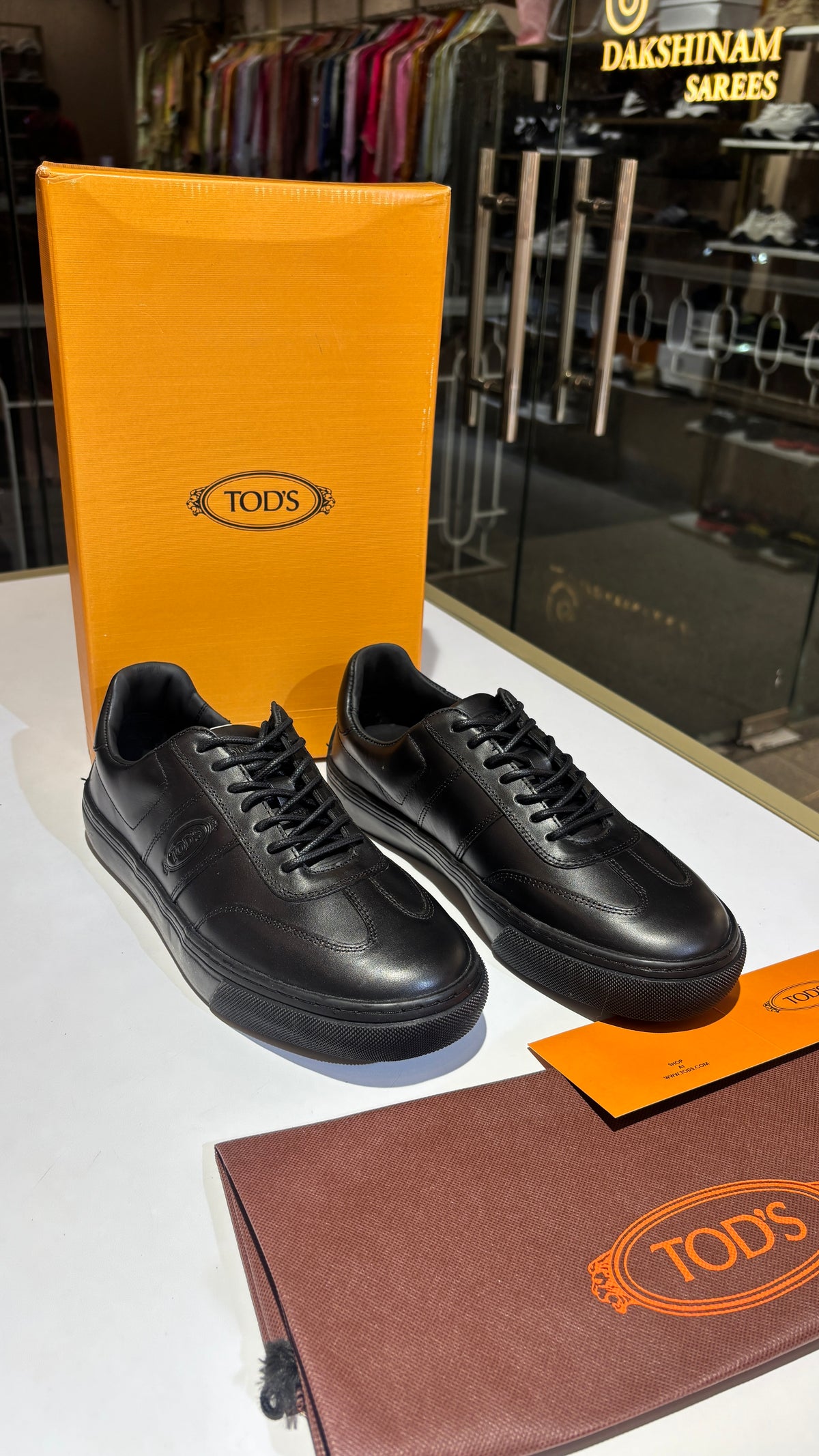 Black Leather Low-Top Sneakers