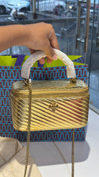 Metallic Gold Quilted Vanity Bag