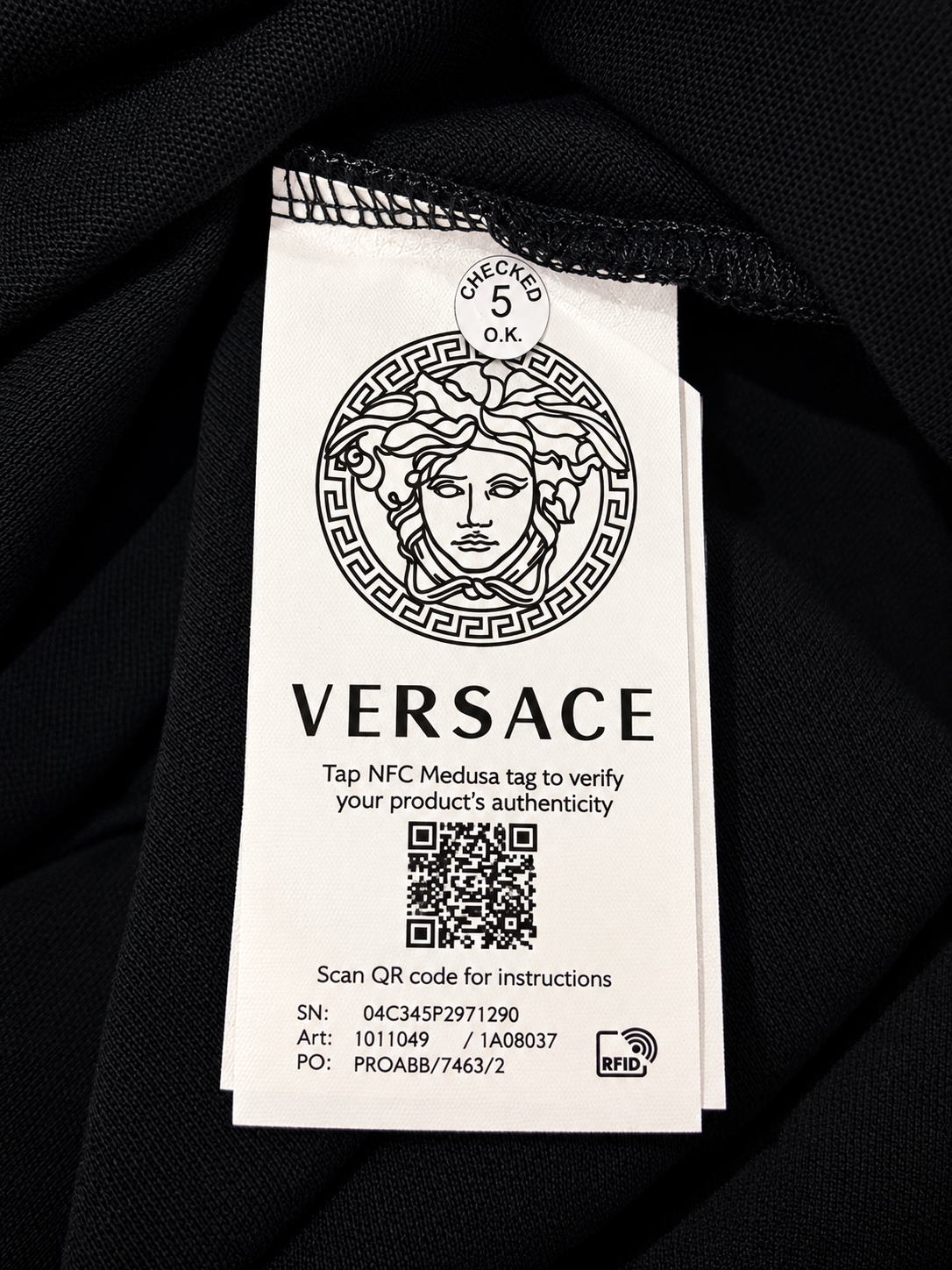 Black Baroque Print Pocket Polo T-Shirt