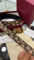SF monogram leather belt